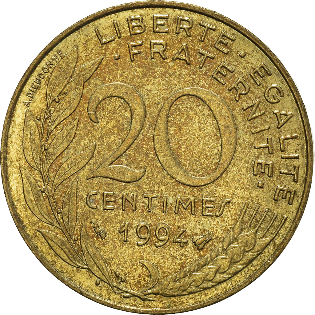Moeda, França, 20 Centimes, 1994