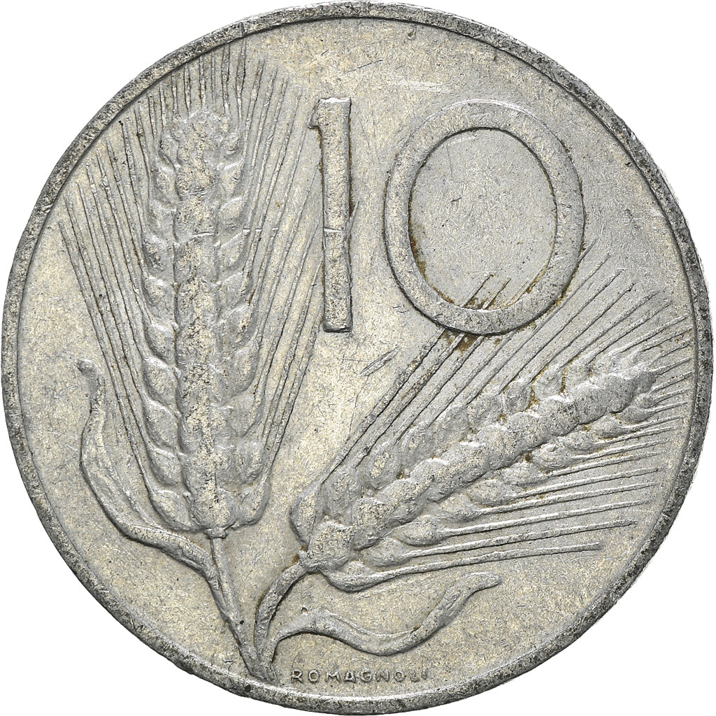 Moneta, Italia, 10 Lire, 1956