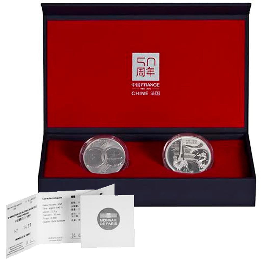 FRANCE, Monnaie de Paris, Set, France-Chine, 10 Euro + 10 Yuan 2014, Silver