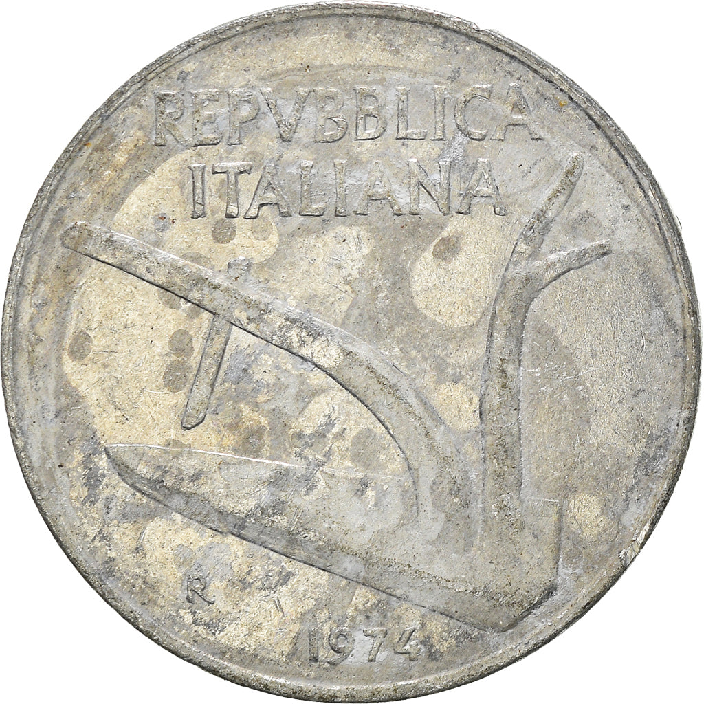 Münze, Italien, 10 Lire, 1974