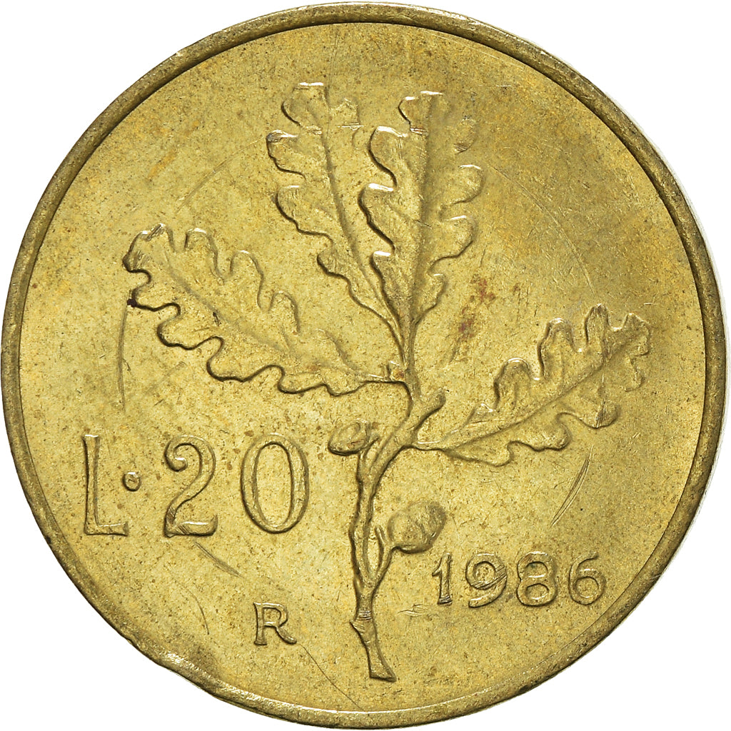 Münze, Italien, 20 Lire, 1986