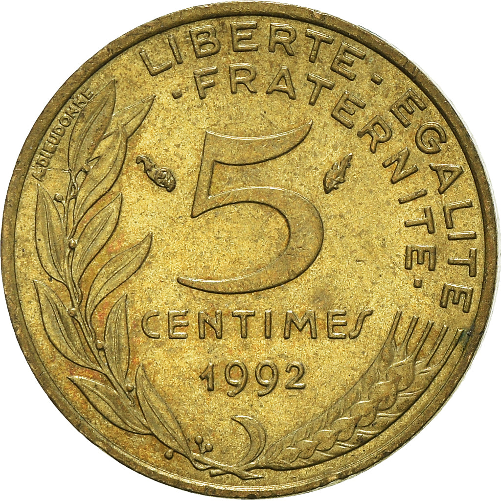 Monnaie, France, 5 Centimes, 1992