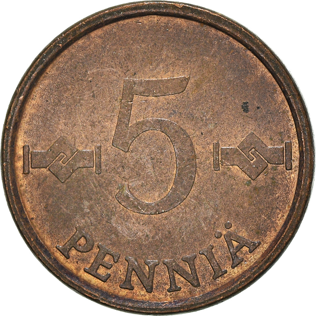 Monnaie, Finlande, 5 Pennia, 1971