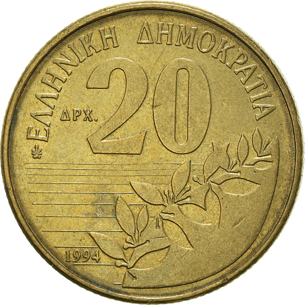 Moneda, Grecia, 20 Drachmes, 1994