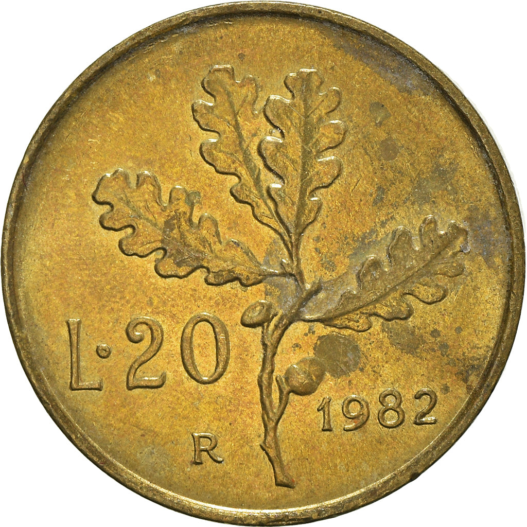 Moeda, Itália, 20 Lire, 1982