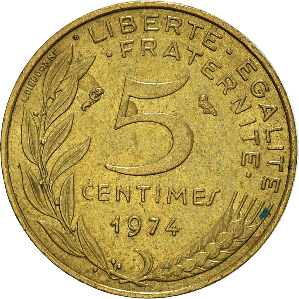 Coin, France, 5 Centimes, 1974