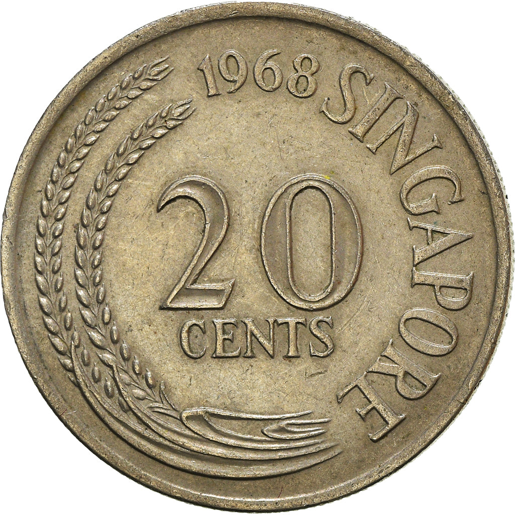 Moeda, Singapura, 20 Cents, 1968