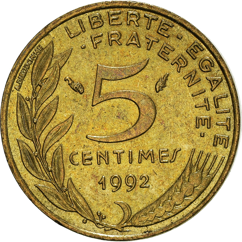 Moneda, Francia, 5 Centimes, 1992