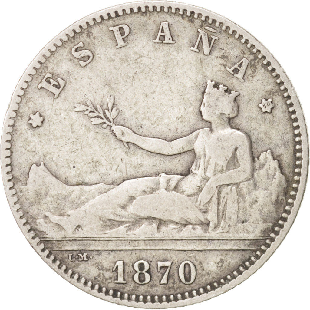 Spain, Provisional Government, Peseta, 1870, Madrid, VF(30-35), Silver, KM:653