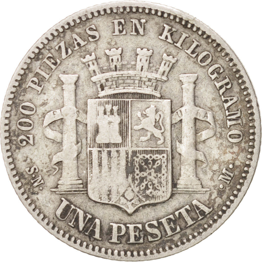 Spain, Provisional Government, Peseta, 1870, Madrid, VF(30-35), Silver, KM:653