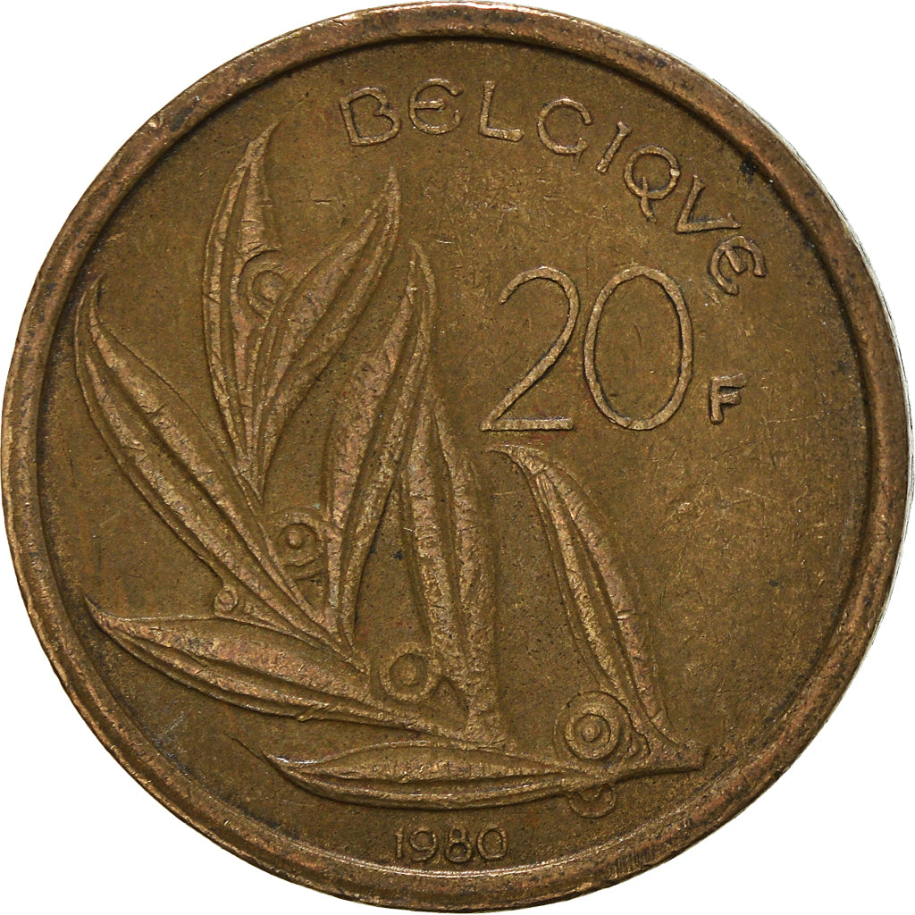 Moneda, Bélgica, 20 Francs, 20 Frank, 1980