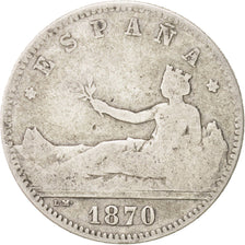 Coin, Spain, Provisional Government, Peseta, 1870, Madrid, VF(20-25), Silver