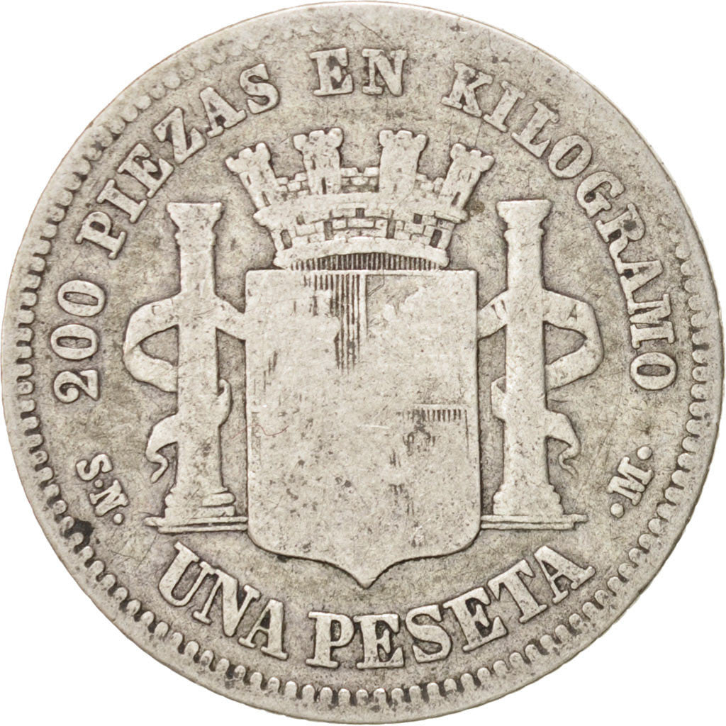 Coin, Spain, Provisional Government, Peseta, 1870, Madrid, VF(20-25), Silver