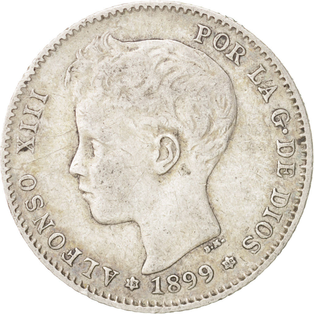 Spagna, Alfonso XIII, Peseta, 1899, Madrid, BB, Argento, KM:706
