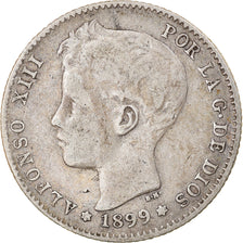 Moneda, España, Alfonso XIII, Peseta, 1899, Madrid, MBC, Plata, KM:706