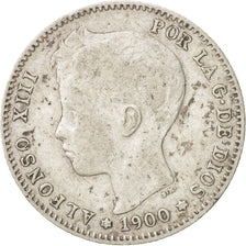 Moneda, España, Alfonso XIII, Peseta, 1900, Madrid, BC+, Plata, KM:706