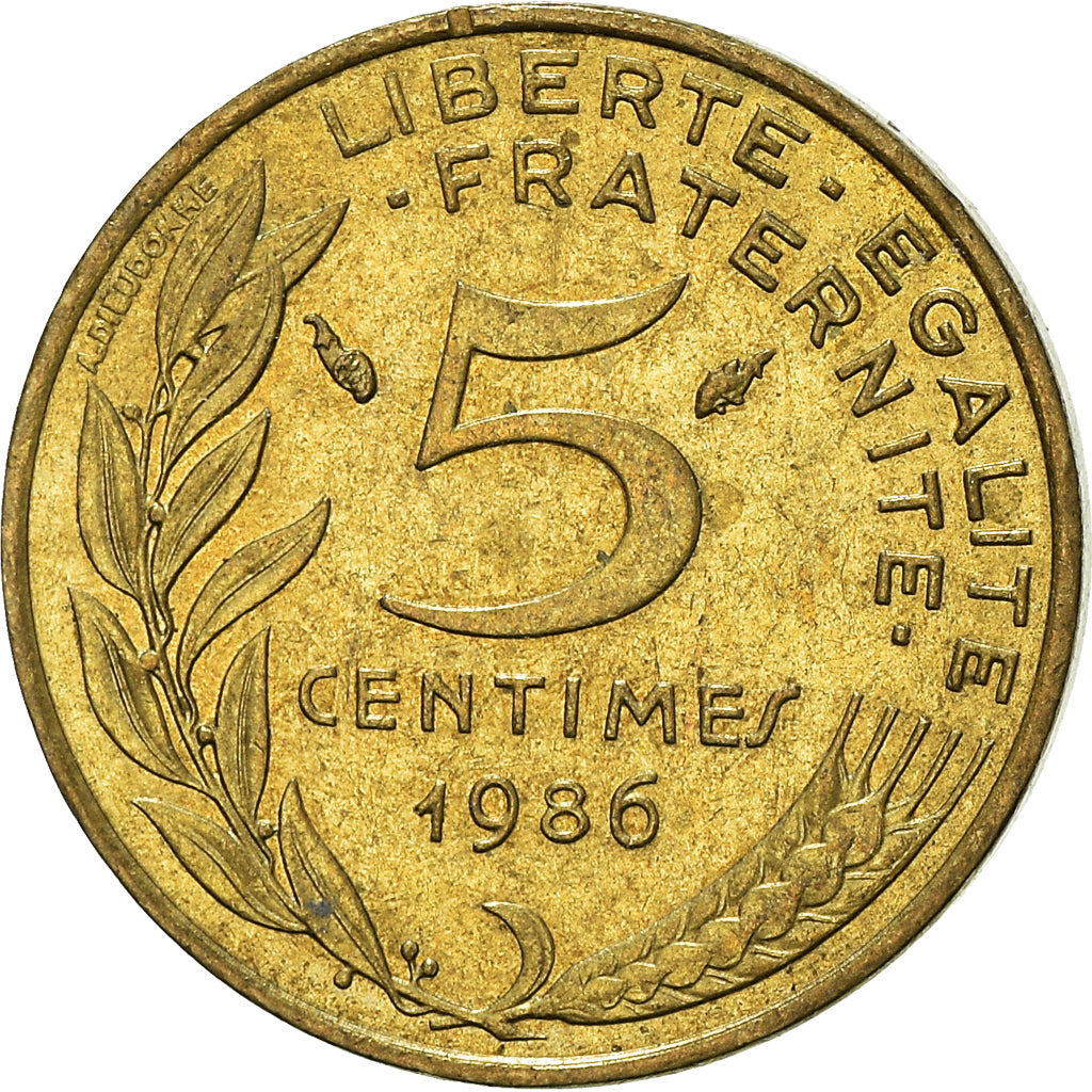 Moeda, França, 5 Centimes, 1986