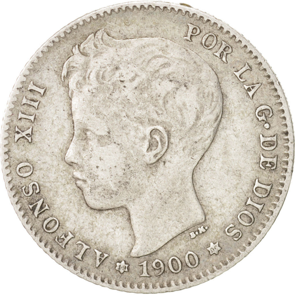 Coin, Spain, Alfonso XIII, Peseta, 1900, Madrid, EF(40-45), Silver, KM:706