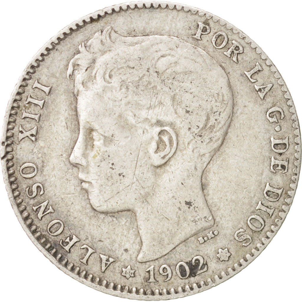 Spain, Alfonso XIII, Peseta, 1902, Madrid, VF(30-35), Silver, KM:706