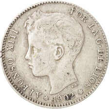 Spain, Alfonso XIII, Peseta, 1902, Madrid, VF(30-35), Silver, KM:706