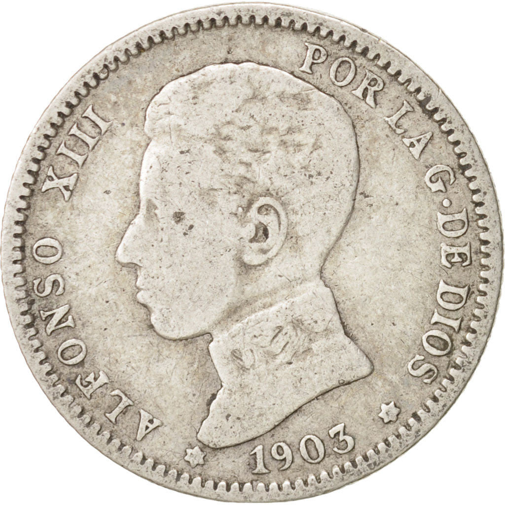 Coin, Spain, Alfonso XIII, Peseta, 1903, Madrid, VF(20-25), Silver, KM:721