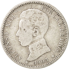 Coin, Spain, Alfonso XIII, Peseta, 1903, Madrid, VF(20-25), Silver, KM:721