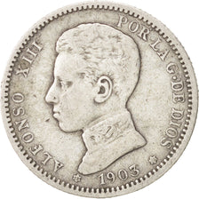 Spain, Alfonso XIII, Peseta, 1903, Madrid, VF(30-35), Silver, KM:721