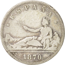 Spain, Provisional Government, 2 Pesetas, 1870, Madrid, VF(20-25), Silver, KM...