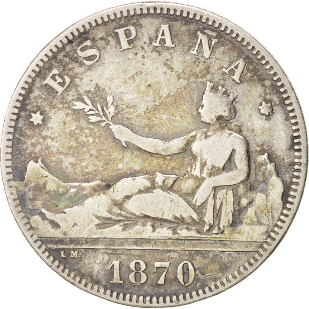 Coin, Spain, Provisional Government, 2 Pesetas, 1870, Madrid, VF(30-35), Silver