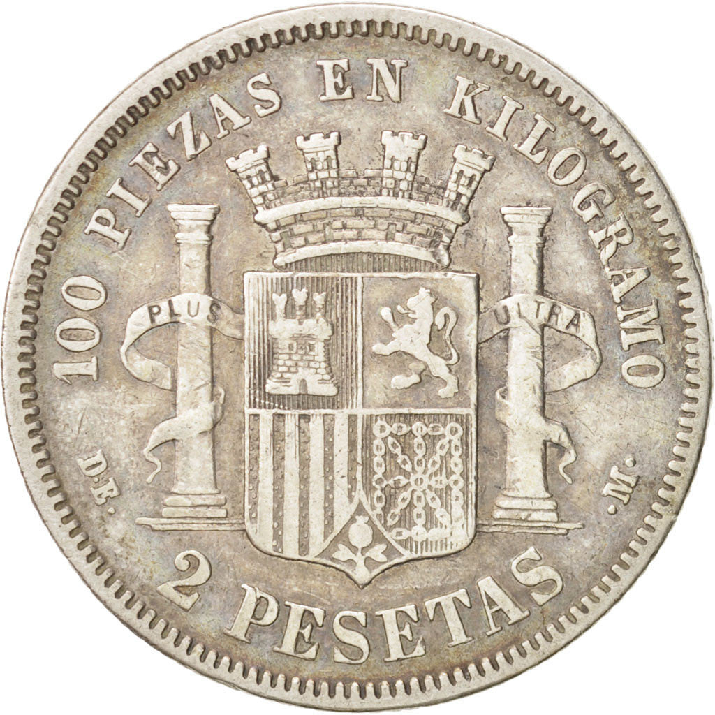 Coin, Spain, Provisional Government, 2 Pesetas, 1870, Madrid, VF(30-35), Silver