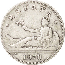 Spain, Provisional Government, 2 Pesetas, 1870, Madrid, EF(40-45), Silver, KM...