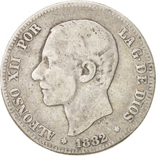 Spain, Alfonso XII, 2 Pesetas, 1882, Madrid, VF(20-25), Silver, KM:678.2