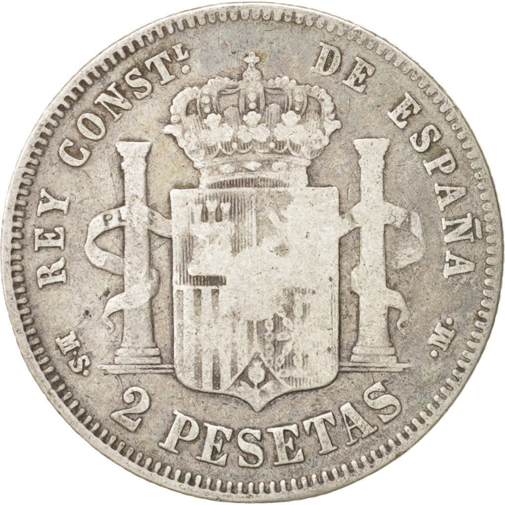Spain, Alfonso XII, 2 Pesetas, 1882, Madrid, VF(20-25), Silver, KM:678.2
