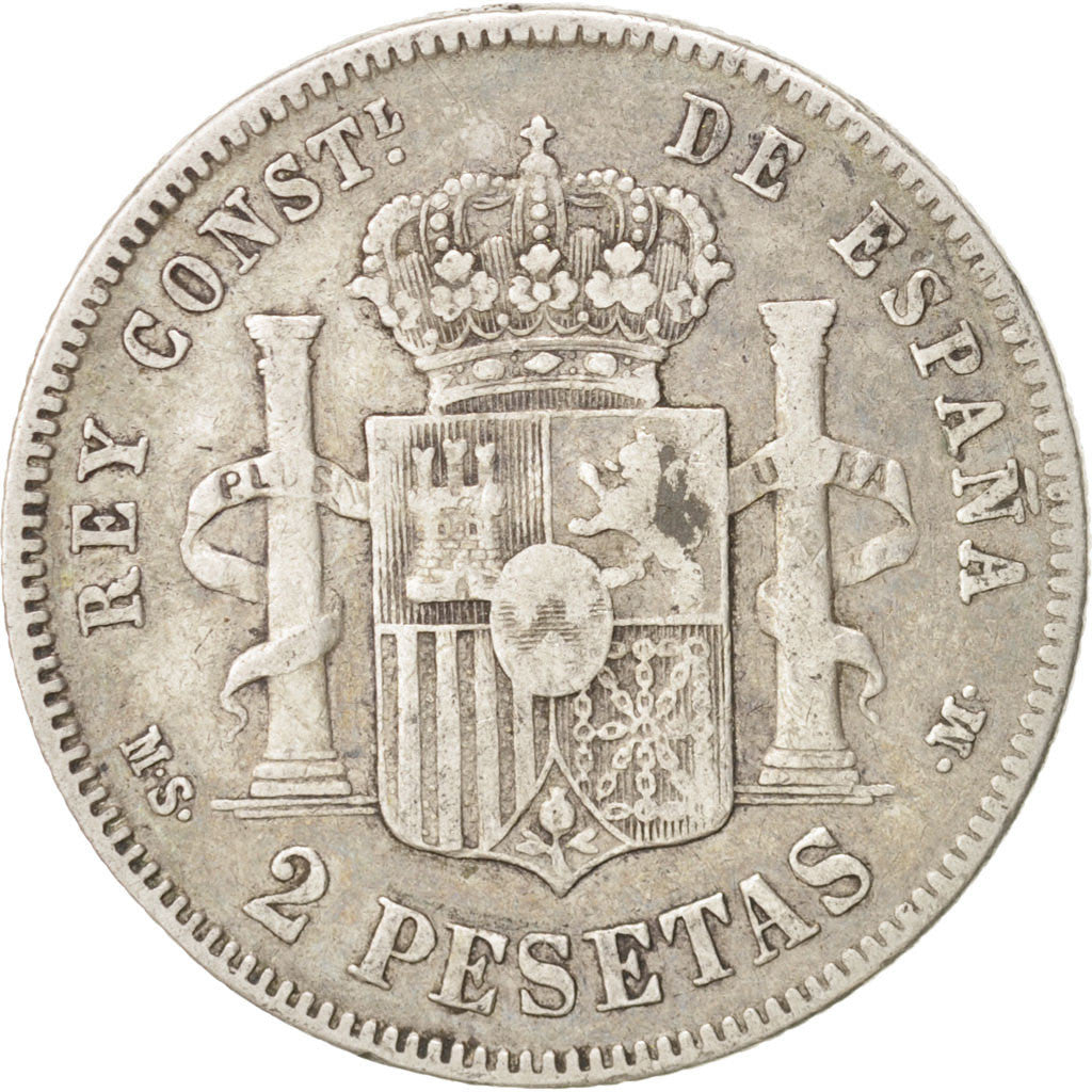 Spain, Alfonso XII, 2 Pesetas, 1882, Madrid, VF(30-35), Silver, KM:678.2