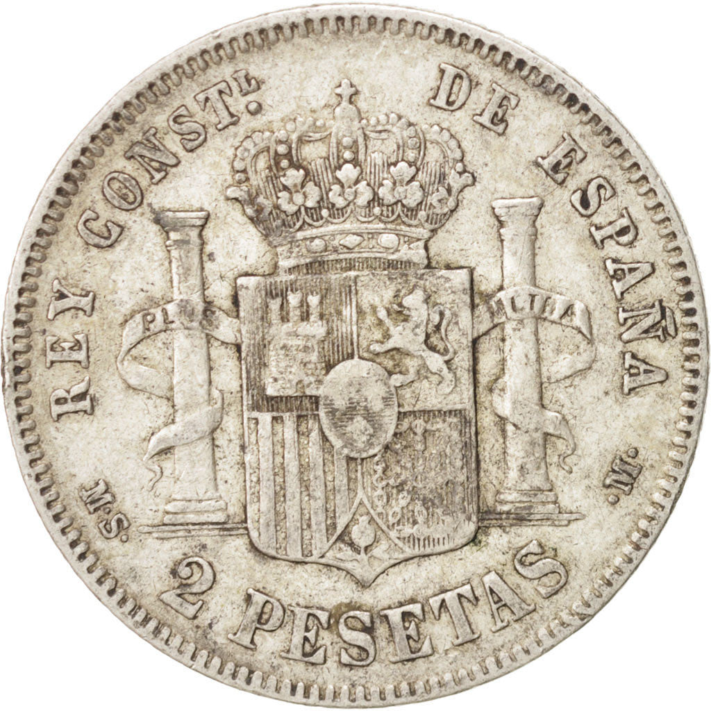 Spain, Alfonso XII, 2 Pesetas, 1883, Madrid, EF(40-45), Silver, KM:678.2