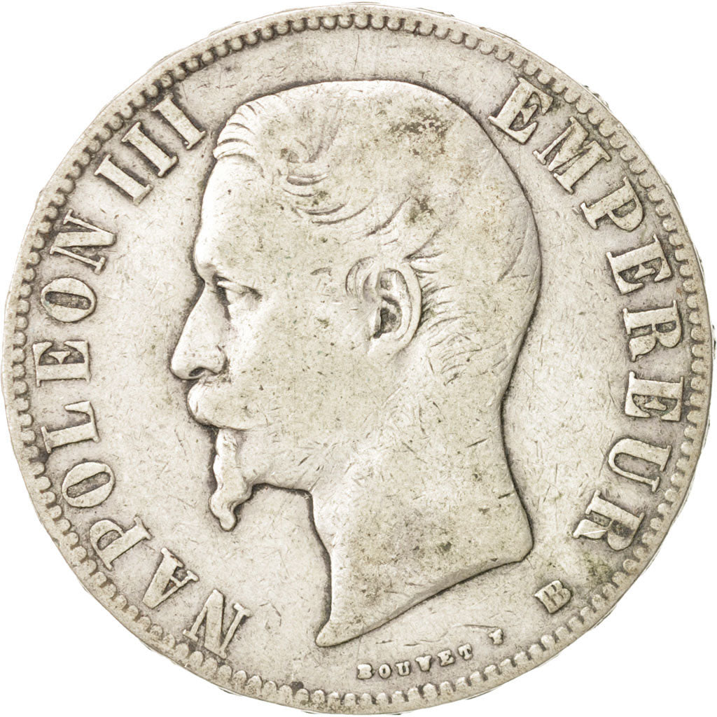 FRANCE, Napoleon III, 5 Francs, 1856 BB, Strasbourg, VF(20-25), KM 782.2