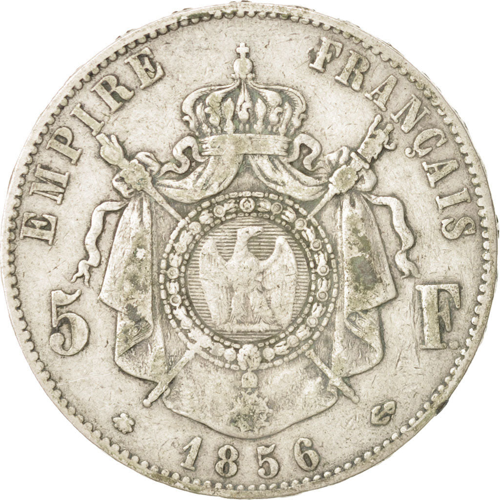 FRANCE, Napoleon III, 5 Francs, 1856 BB, Strasbourg, VF(20-25), KM 782.2