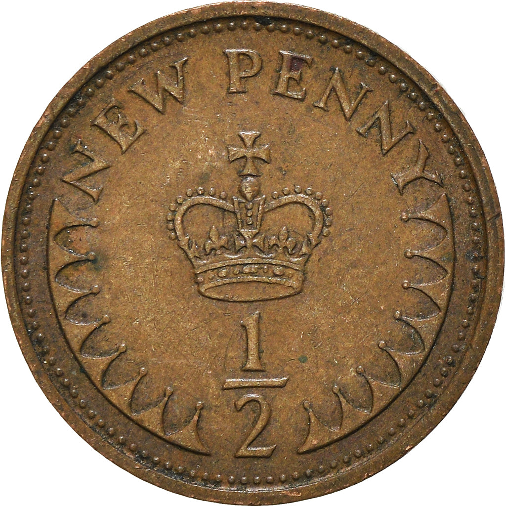 Monnaie, Grande-Bretagne, 1/2 New Penny, 1974
