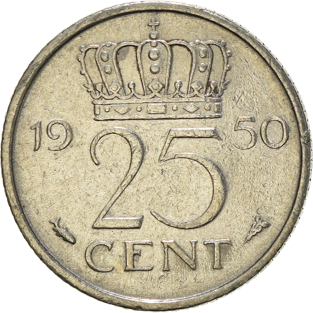 Münze, Niederlande, 25 Cents, 1950