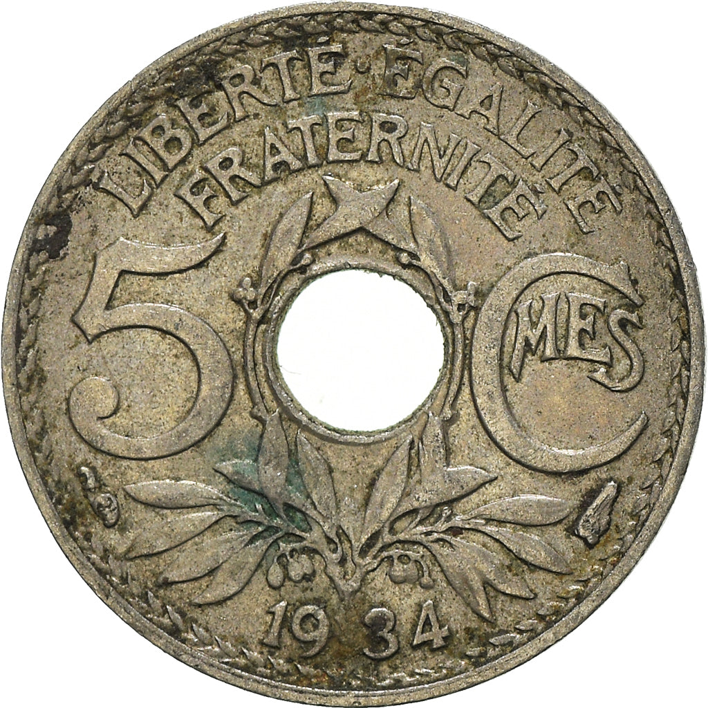 Moneta, Francia, 5 Centimes, 1934