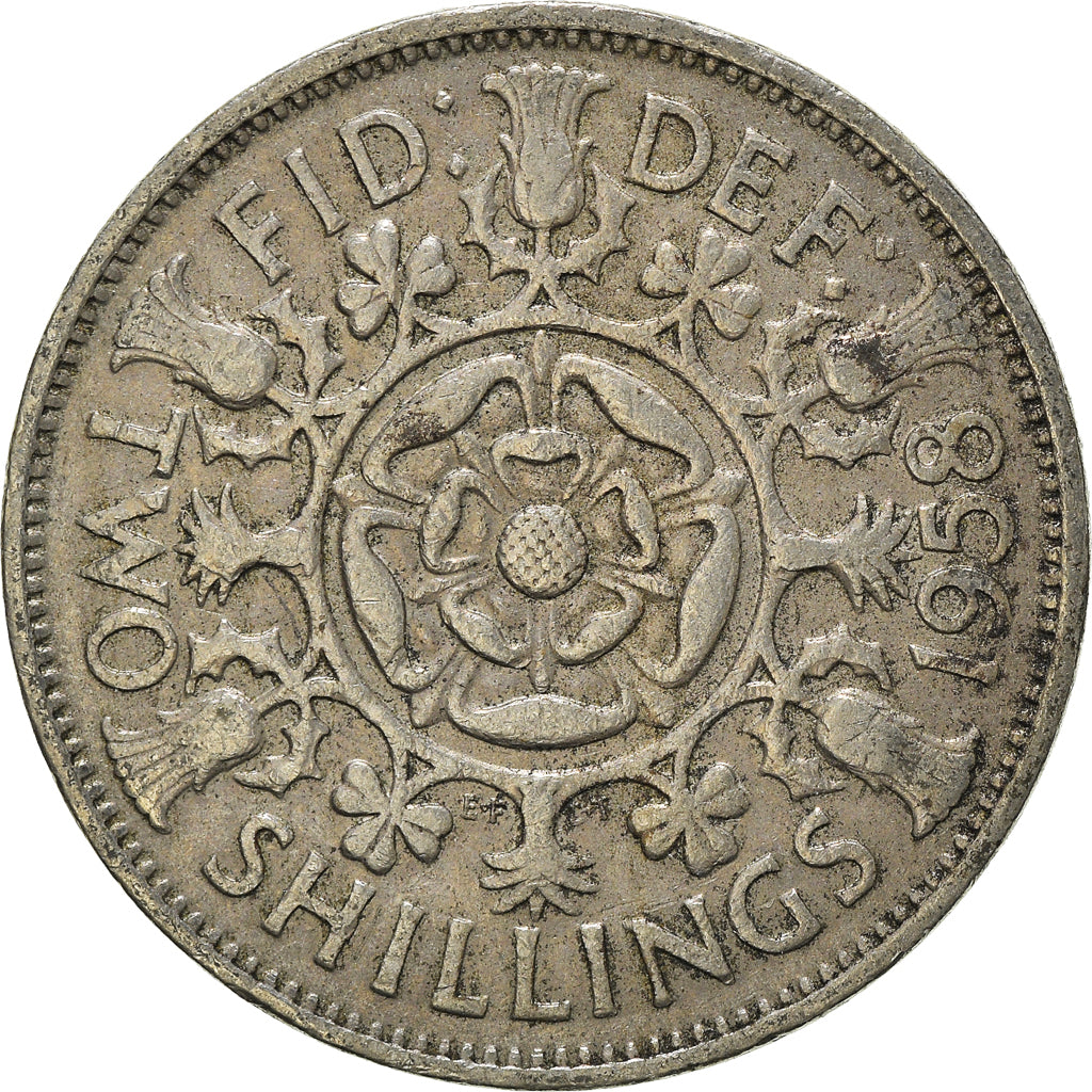 Münze, Großbritannien, Florin, Two Shillings, 1958