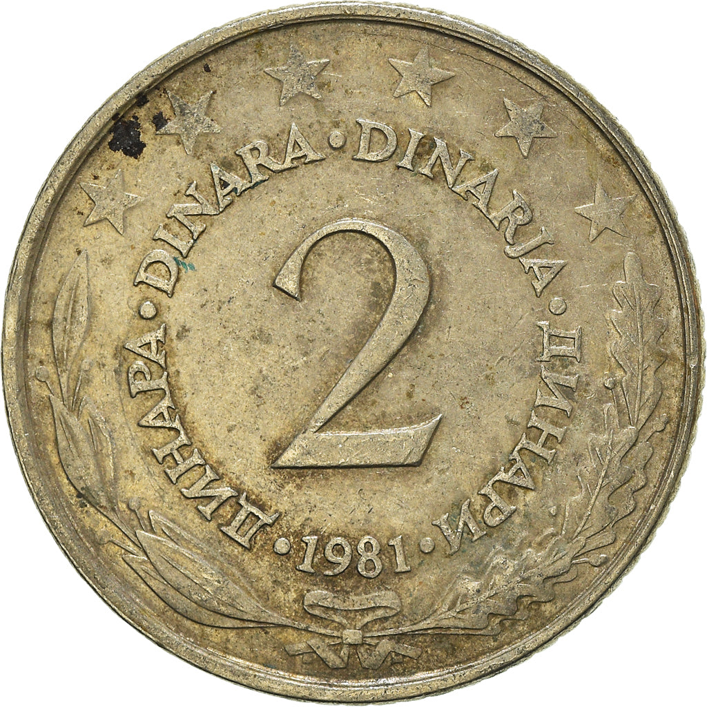 Münze, Jugoslawien, 2 Dinara, 1981