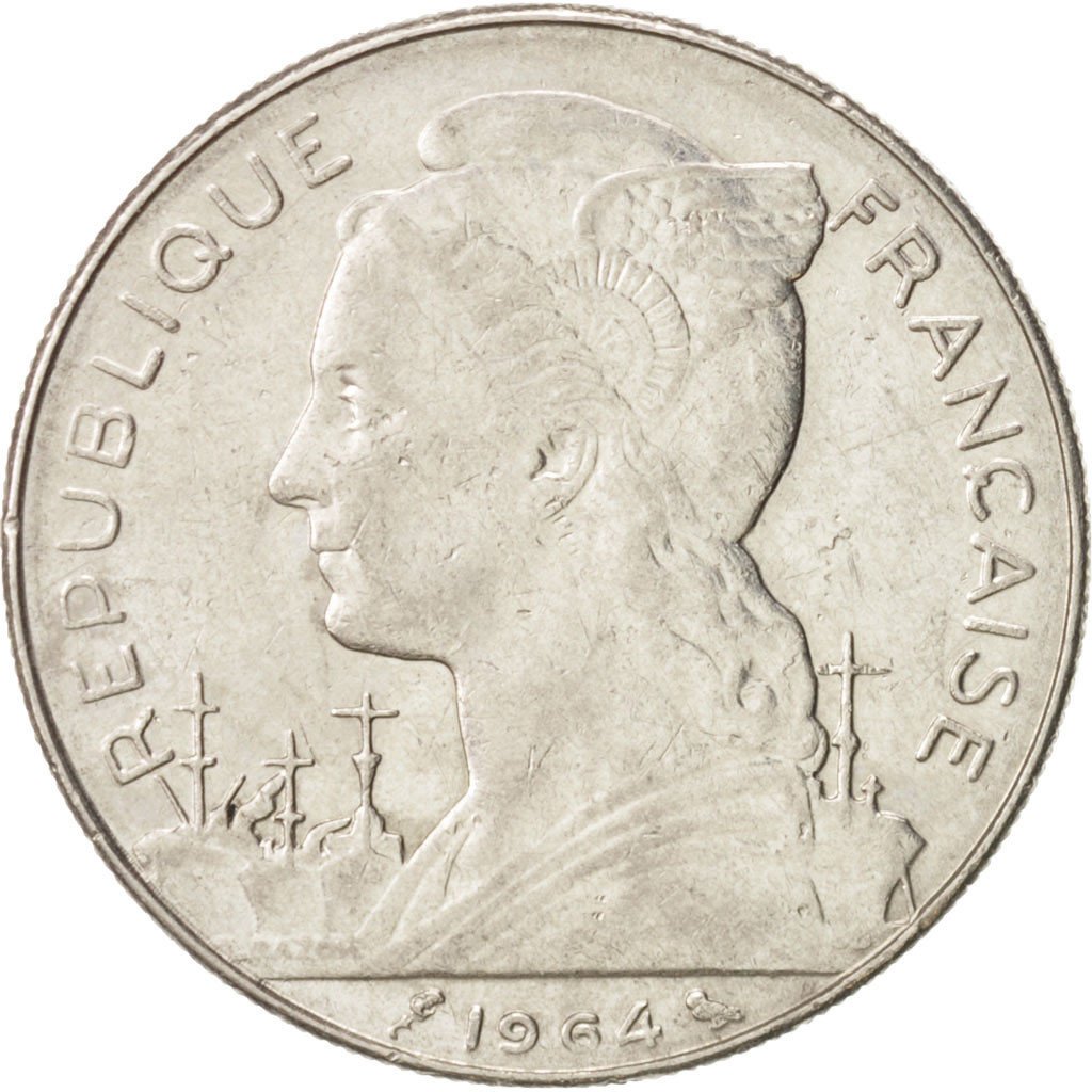 REUNION, 100 Francs, 1964, Paris, EF(40-45), Nickel, KM:13