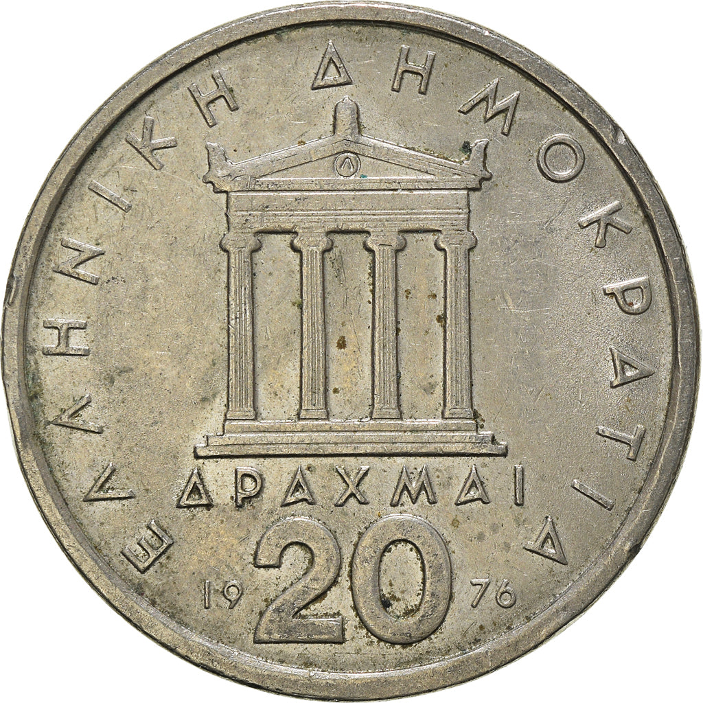 Moneda, Grecia, 20 Drachmai, 1976