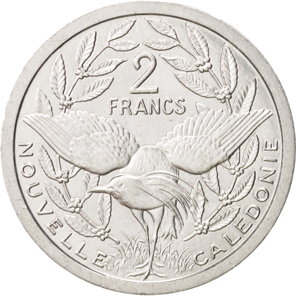 New Caledonia, 2 Francs, 1982, Paris, MS(63), Aluminum, KM:14