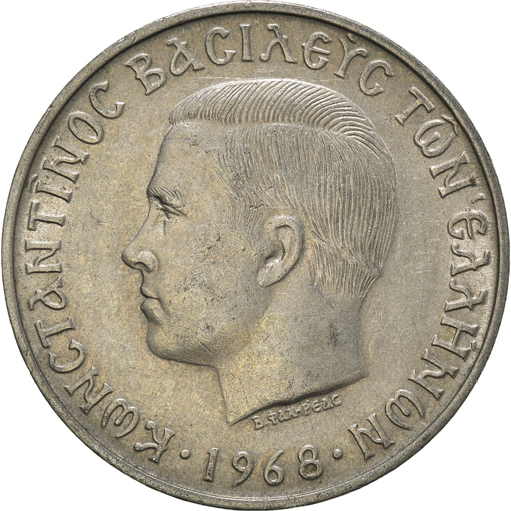 Moneda, Grecia, 10 Drachmai, 1968