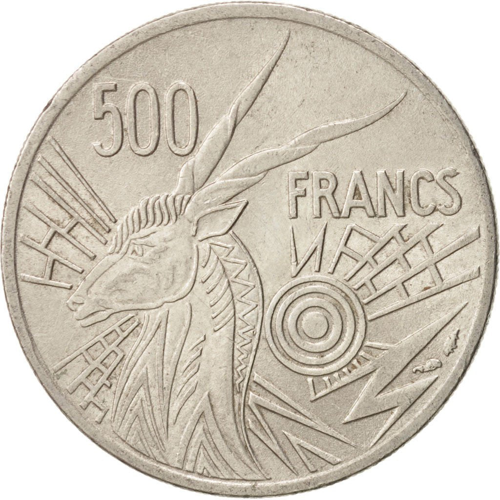 Central African States, 500 Francs, 1977, Paris, AU(55-58), Nickel, KM:12