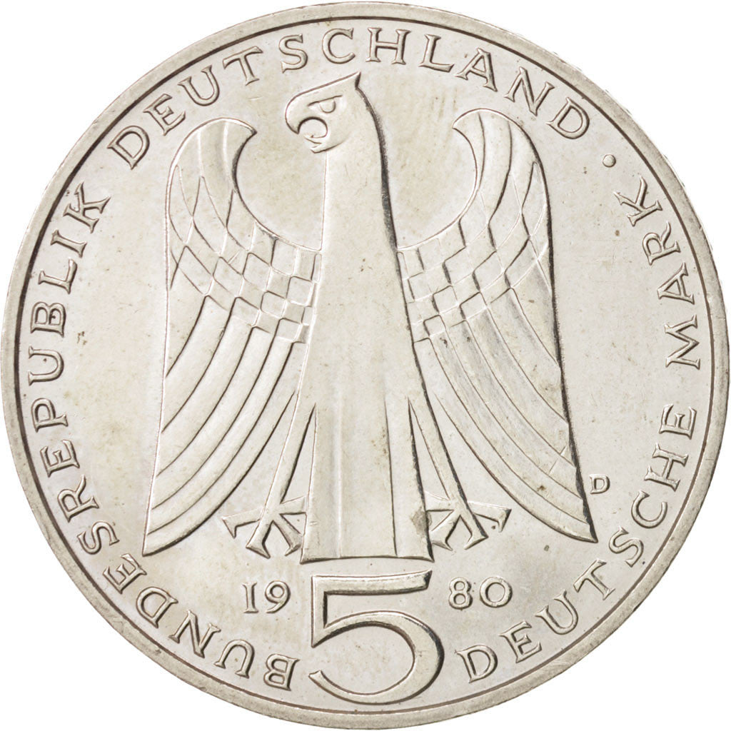 GERMANY - FEDERAL REPUBLIC, 5 Mark, 1980, Munich, MS(63), KM:152