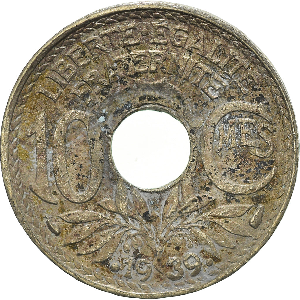 Moeda, França, 10 Centimes, 1939