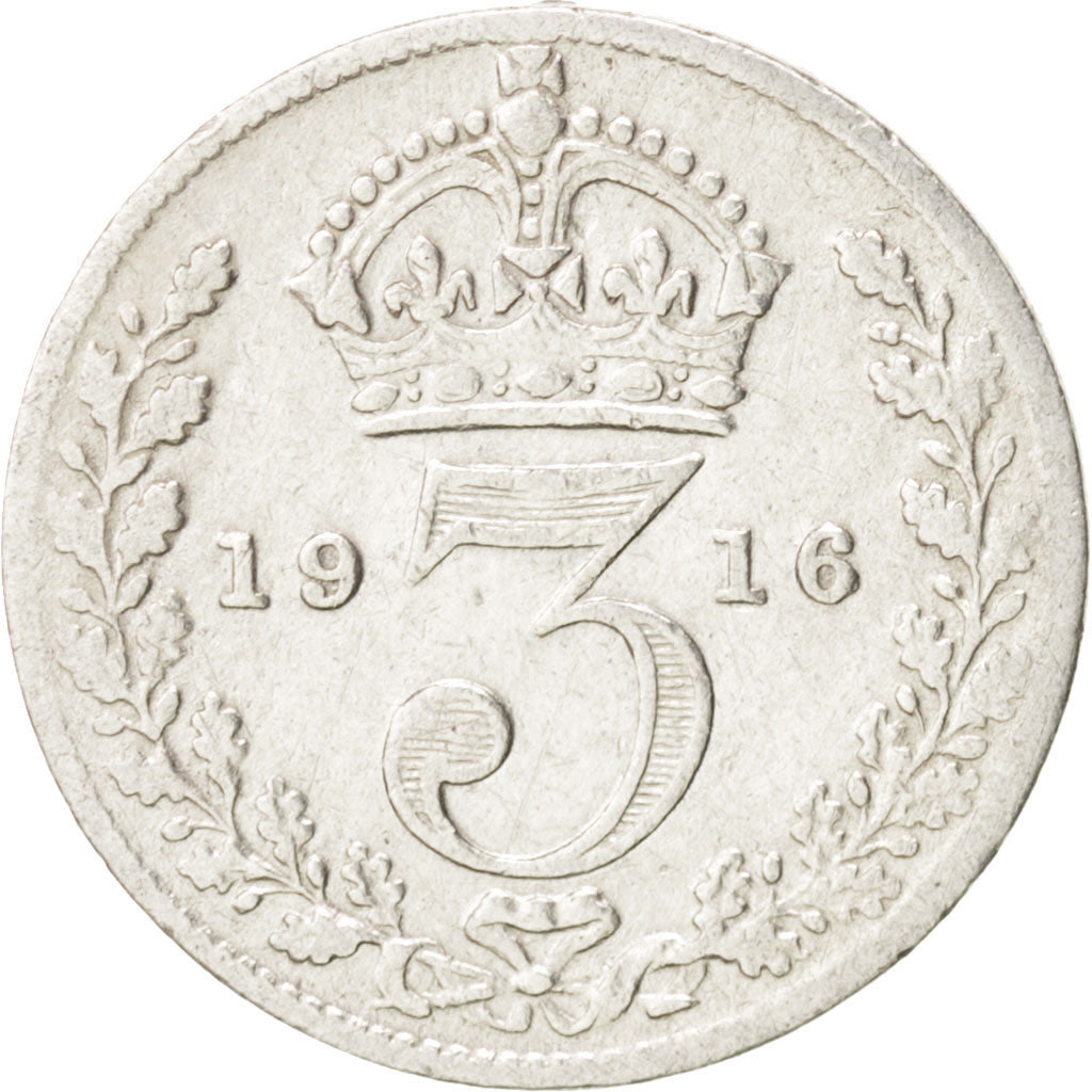 Great Britain, George V, 3 Pence, 1916, EF(40-45), Silver, KM:813